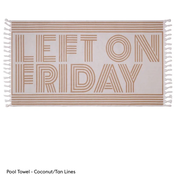 NWT Left On Friday Pool Towel, Tan/white - Picture 1 of 6